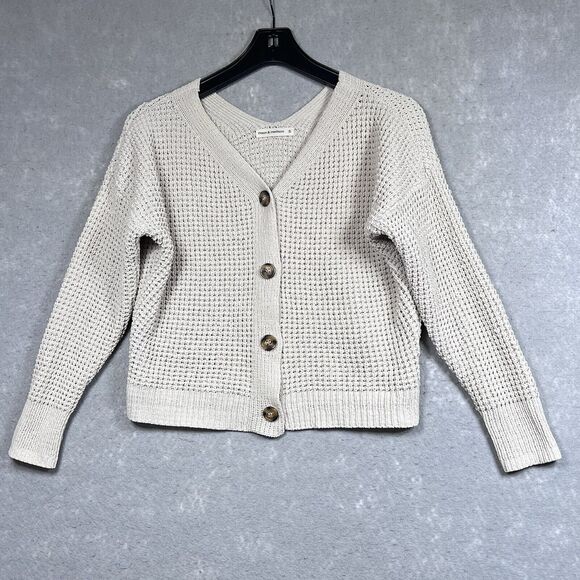 Moon & Madison Sweater Womens Size Small Beige Button Up Knit Cardigan - Picture 1 of 10